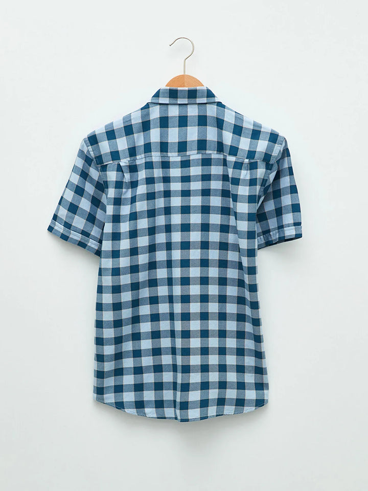 Lcw Classic Regular Fit Short Sleeve Plaid Oxford Men Shirt