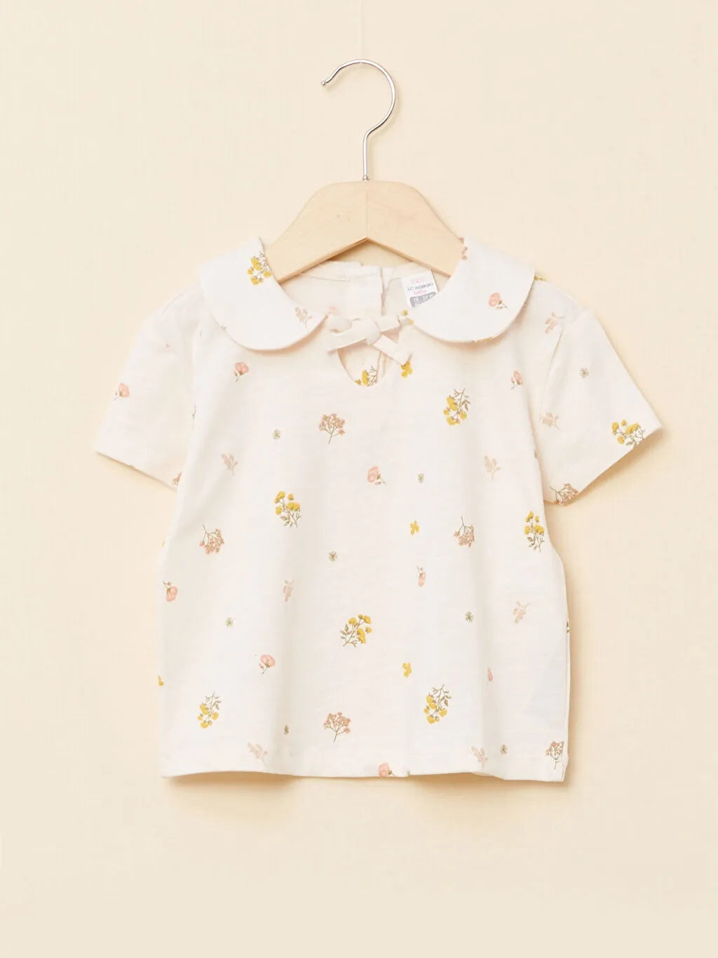 Baby Collar Short Sleeve Printed Organic Cotton Baby Girl T-Shirt