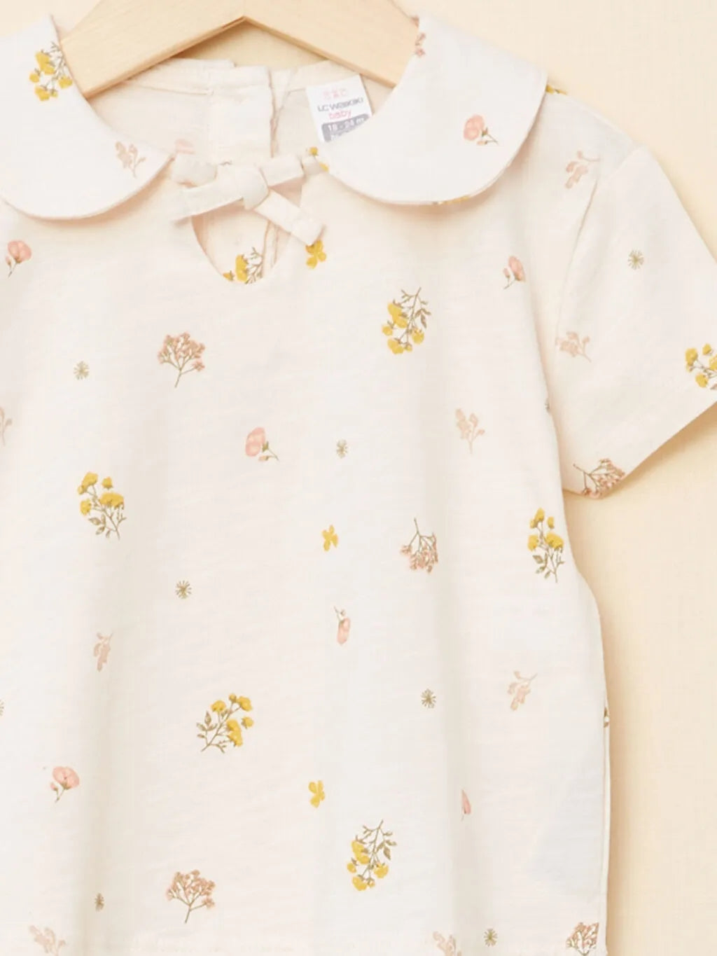Baby Collar Short Sleeve Printed Organic Cotton Baby Girl T-Shirt