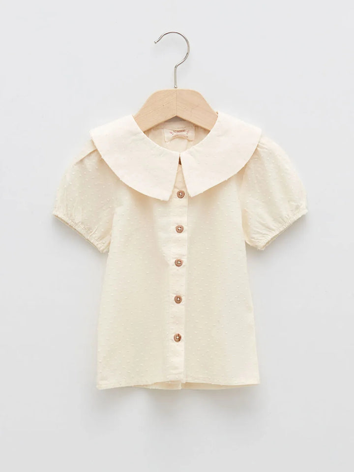 Bebe Collar Short Sleeve Baby Girl Shirt