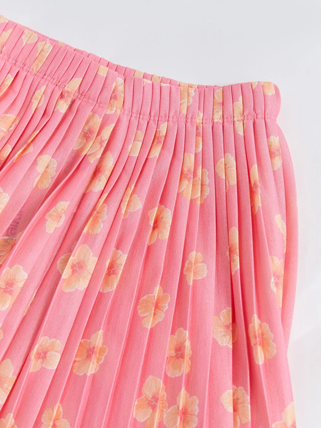 Elastic Waist Patterned Pleated Girl Skirt