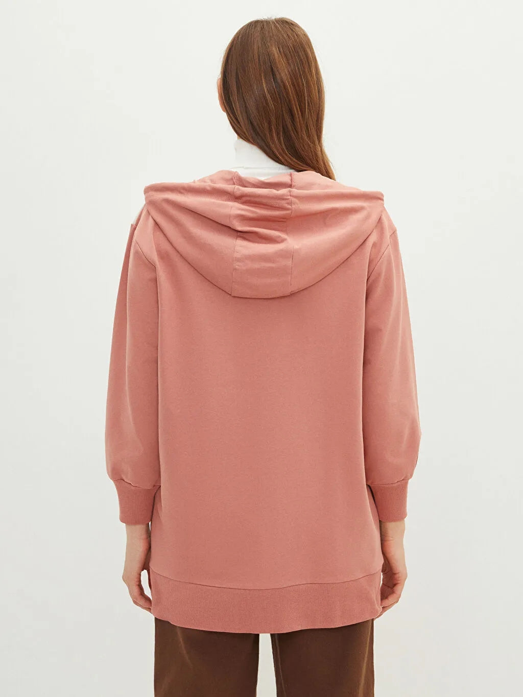 Modest Hooded Color Block Long Sleeve Oversize Women Sports Cardigan