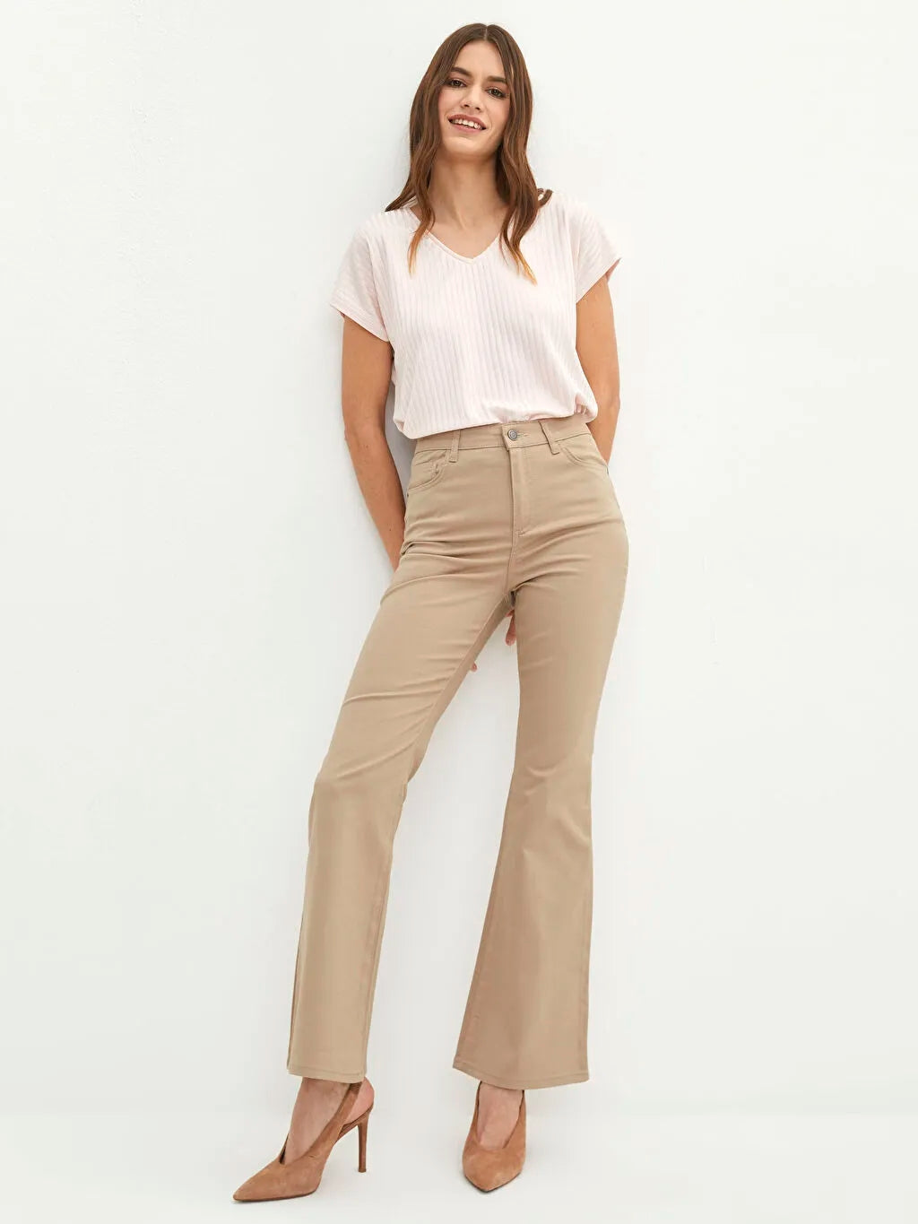LCW Classic Normal Waist Slim Fit Pocket Detailed Women Trousers