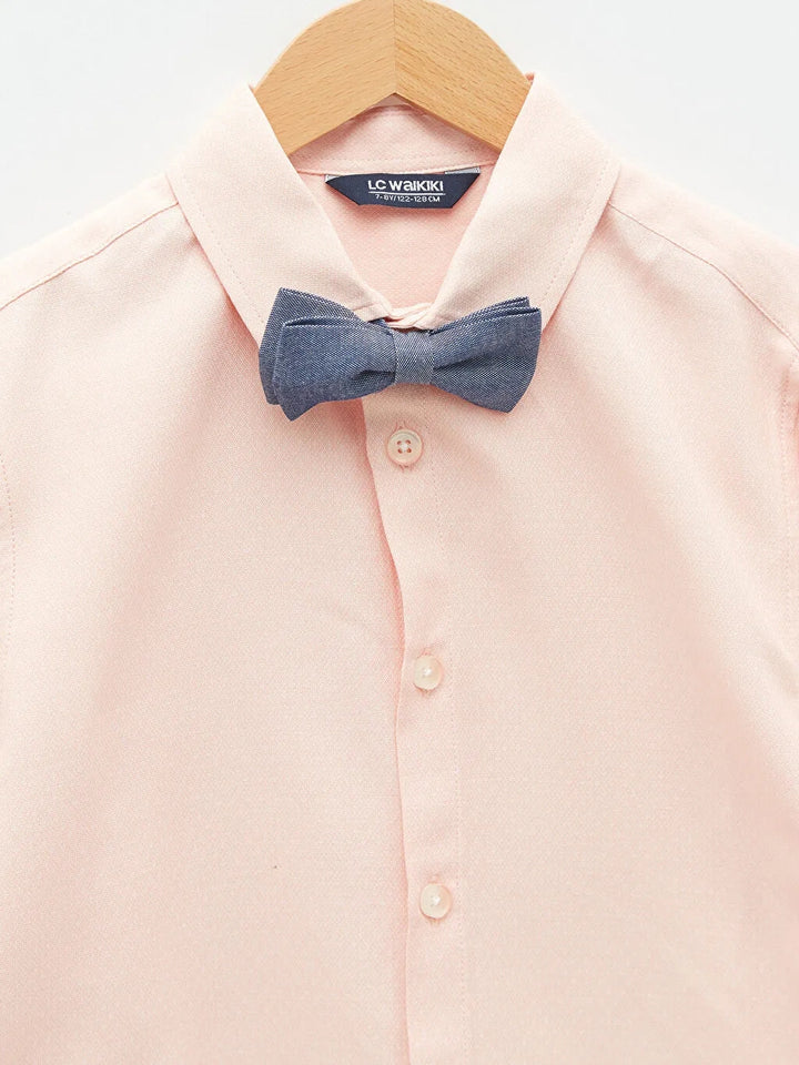 Basic Long Sleeve Boy Shirt And Bow Tie
