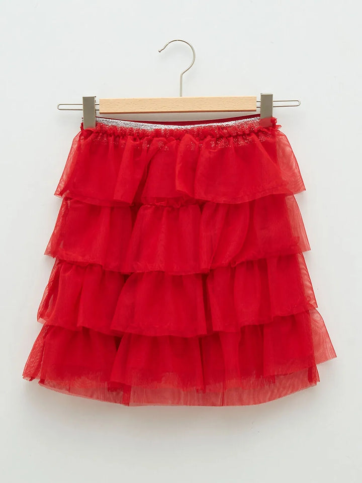 Elastic Waist Frilly Girl Skirt
