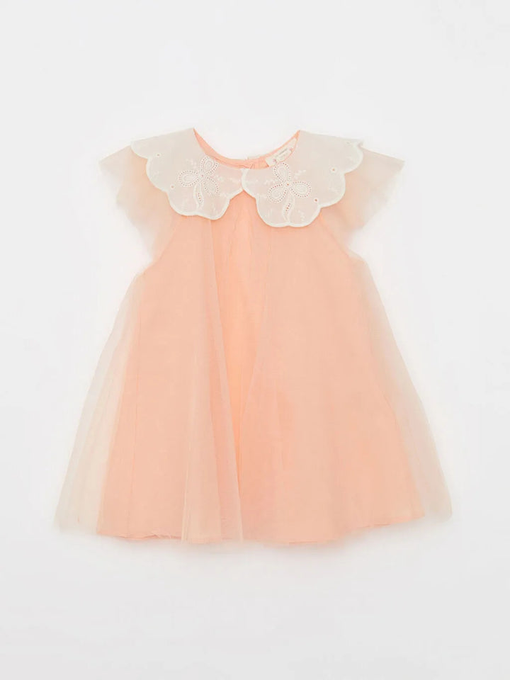 Baby Neck Tulle Detailed Baby Girl Dress