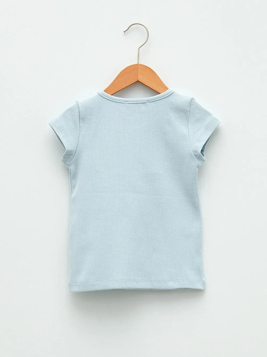 Crew Neck Scalloped Detailed Short Sleeve Cotton Baby Girl T-Shirt