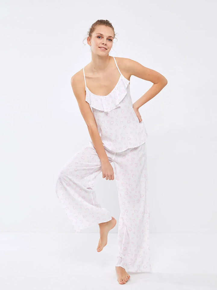 LCW DREAM Elastic Waist Patterned Viscose Women's Pajama Bottom