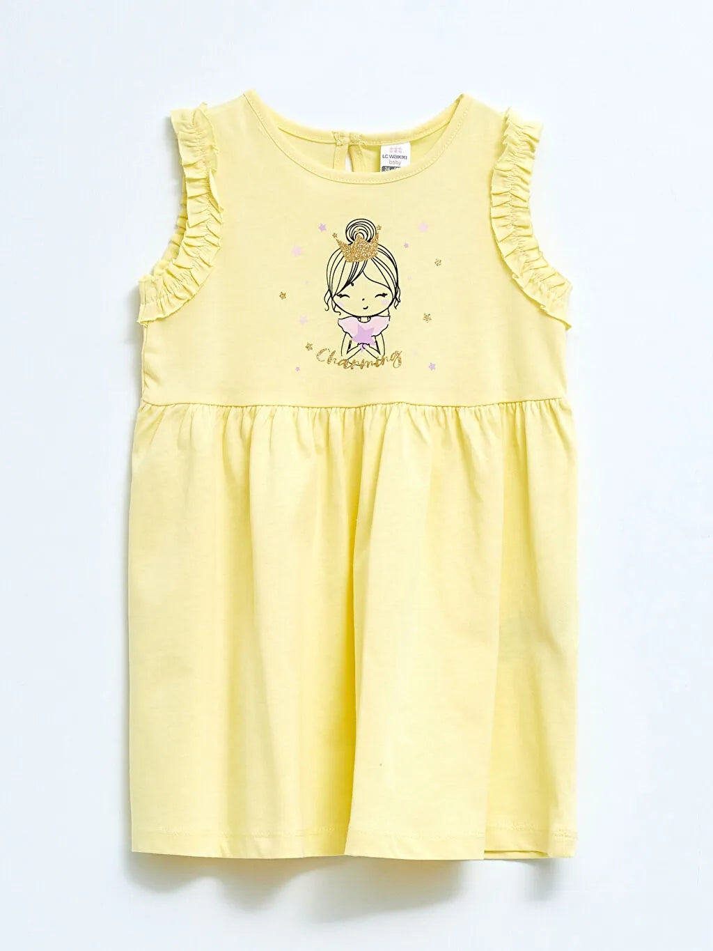 Crew Neck Printed Cotton Baby Girl Dress