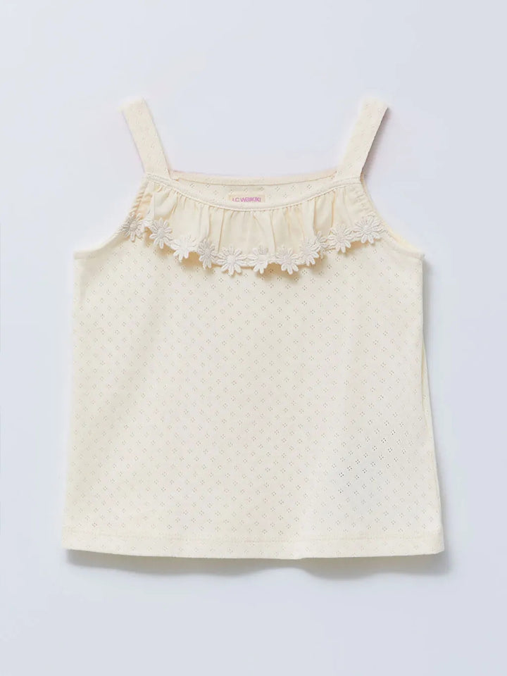 Square Collar Suspended Cotton Baby Girl Singlet
