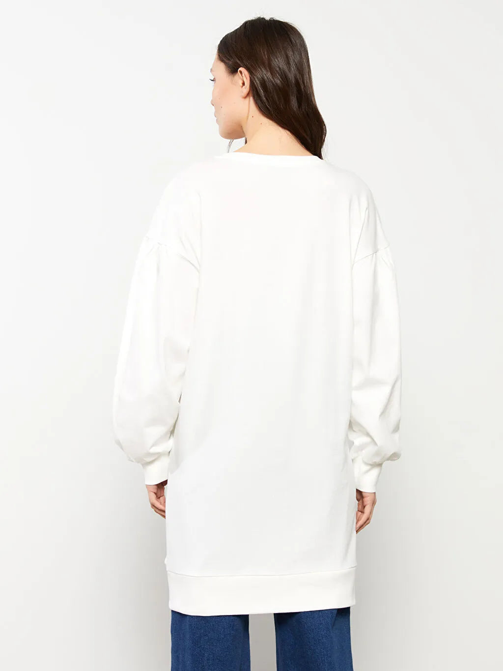 Crew Neck Printed Long Sleeve Cotton Maternity Tunic
