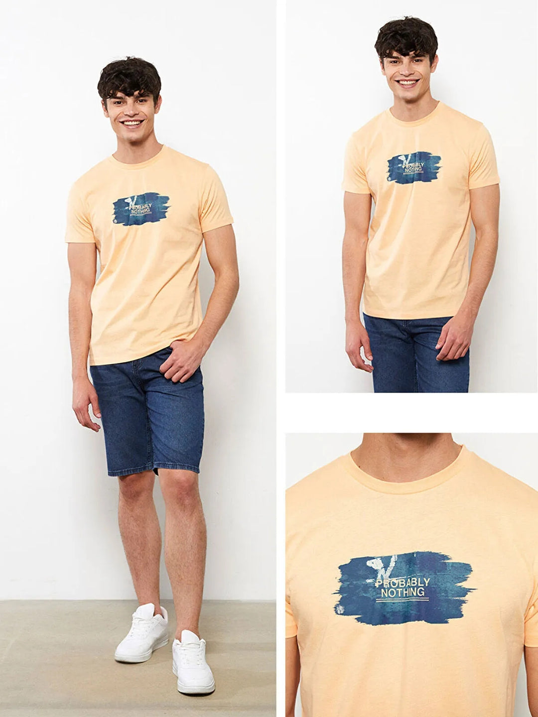 Lcw Casual Crew Neck Short Sleeved Printed Combed Cotton Men T-Shirt