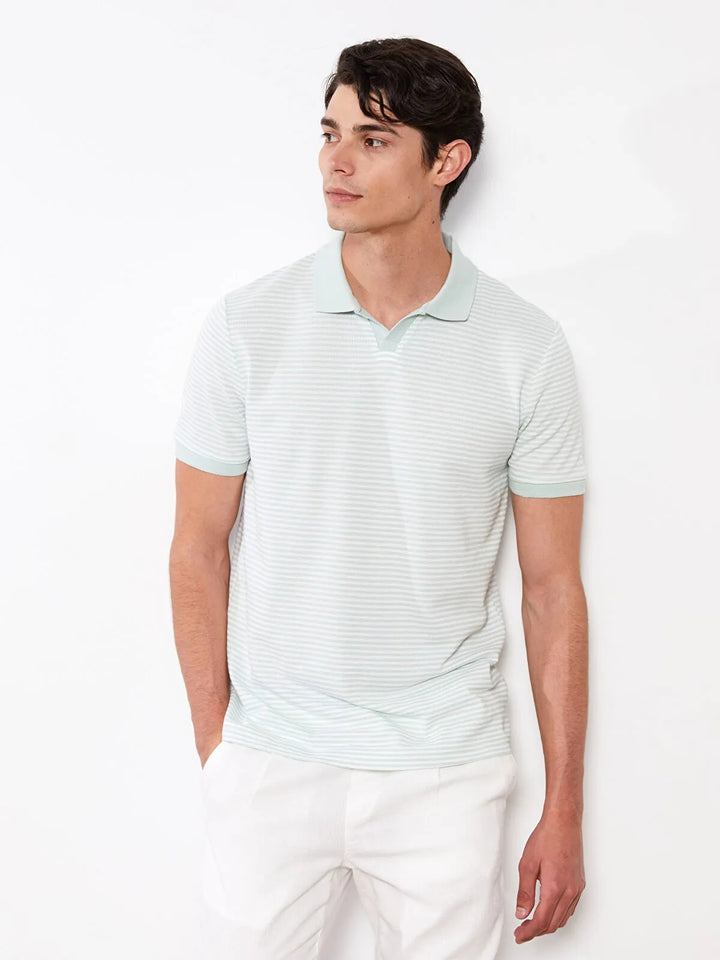 Lcw Classic Polo Collar Short Sleeve Striped Men T-Shirt