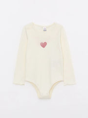 Crew Neck Long Sleeve Baby Girl Snap Snap Body