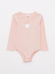 Crew Neck Long Sleeve Baby Girl Snap Snap Body