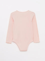 Crew Neck Long Sleeve Baby Girl Snap Snap Body