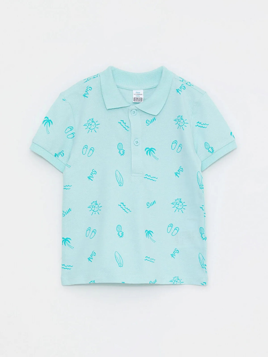 Polo Neck Short Sleeve Printed Cotton Baby Boy T-Shirt