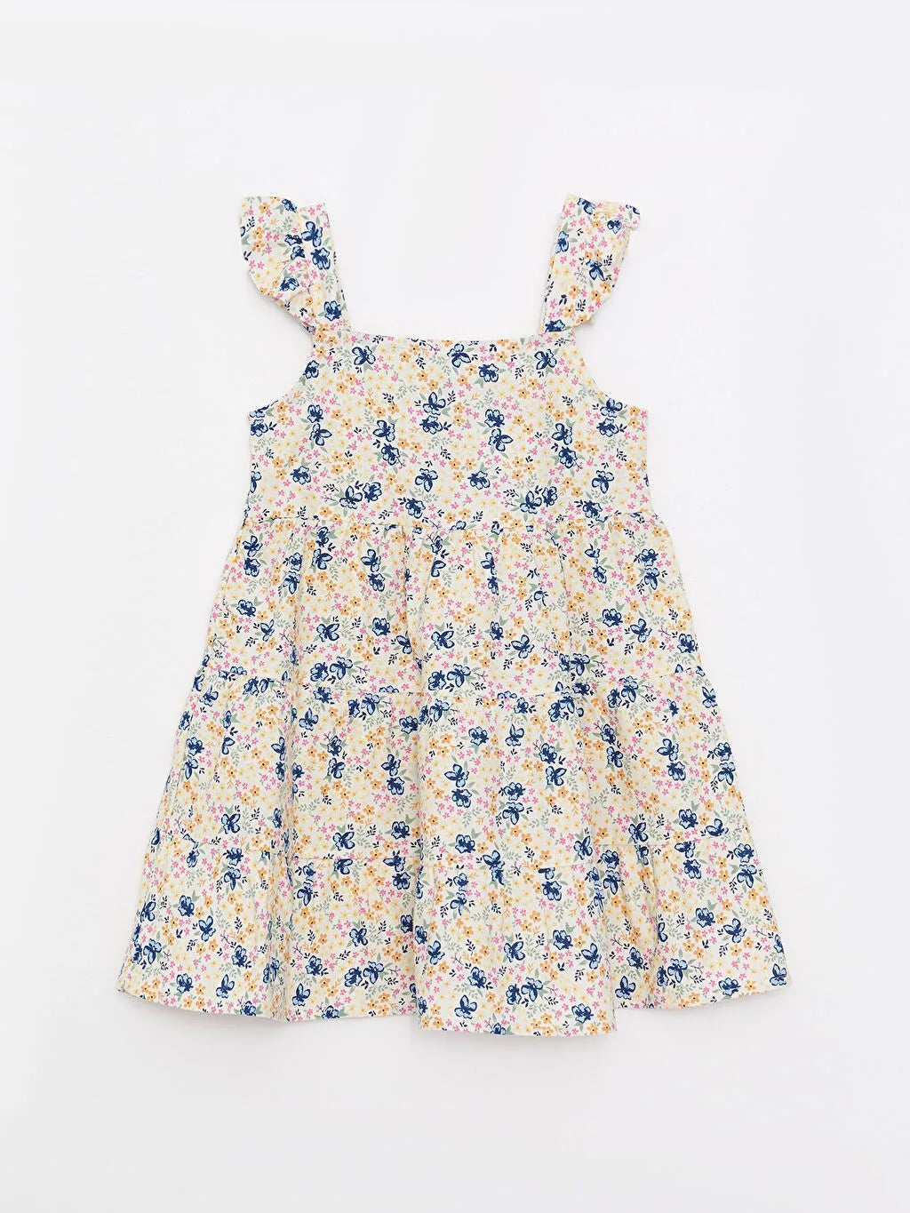 Square Neck Strap Printed Cotton Baby Girl Dress