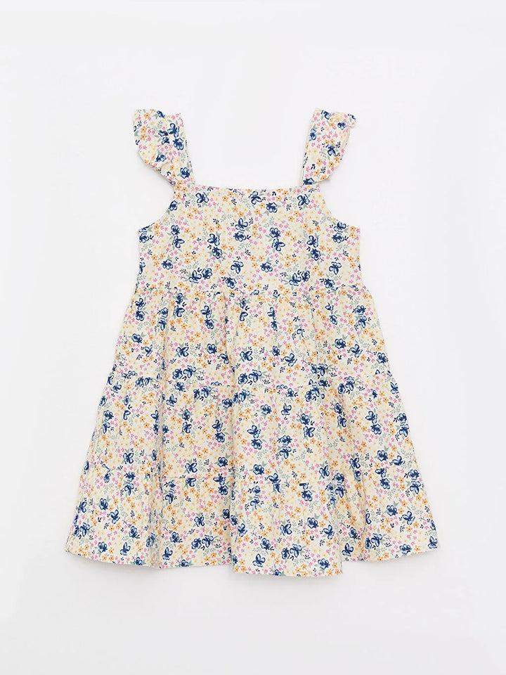 Square Neck Strap Printed Cotton Baby Girl Dress