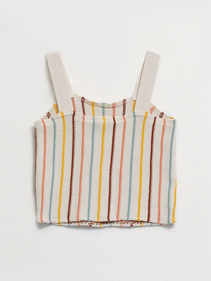 Square Neck Striped Girl Knitwear Blouse