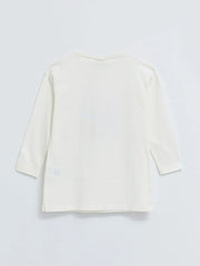 Crew Neck Printed Sequins Embroidered Long Sleeve Cotton Girls' Tunic