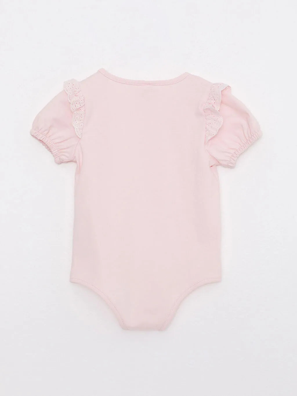 Crew Neck Short Sleeve Printed Cotton Baby Girl Snap Button Body