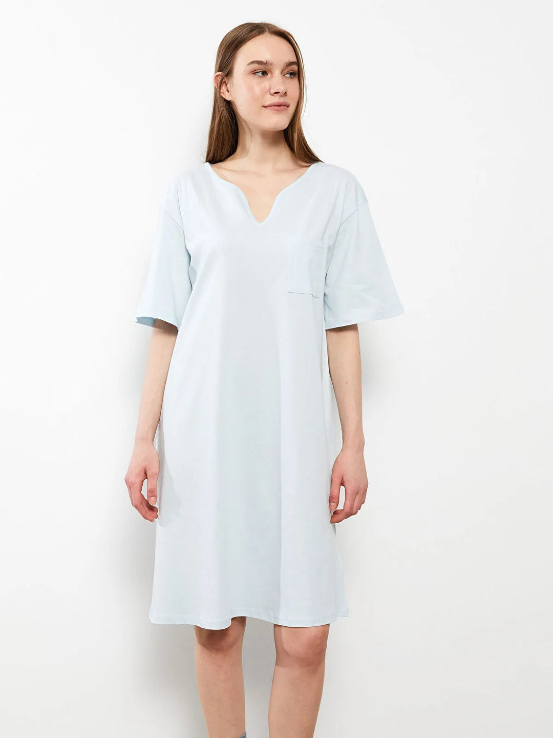 Women Striped Short Sleeve Cotton Nightgown