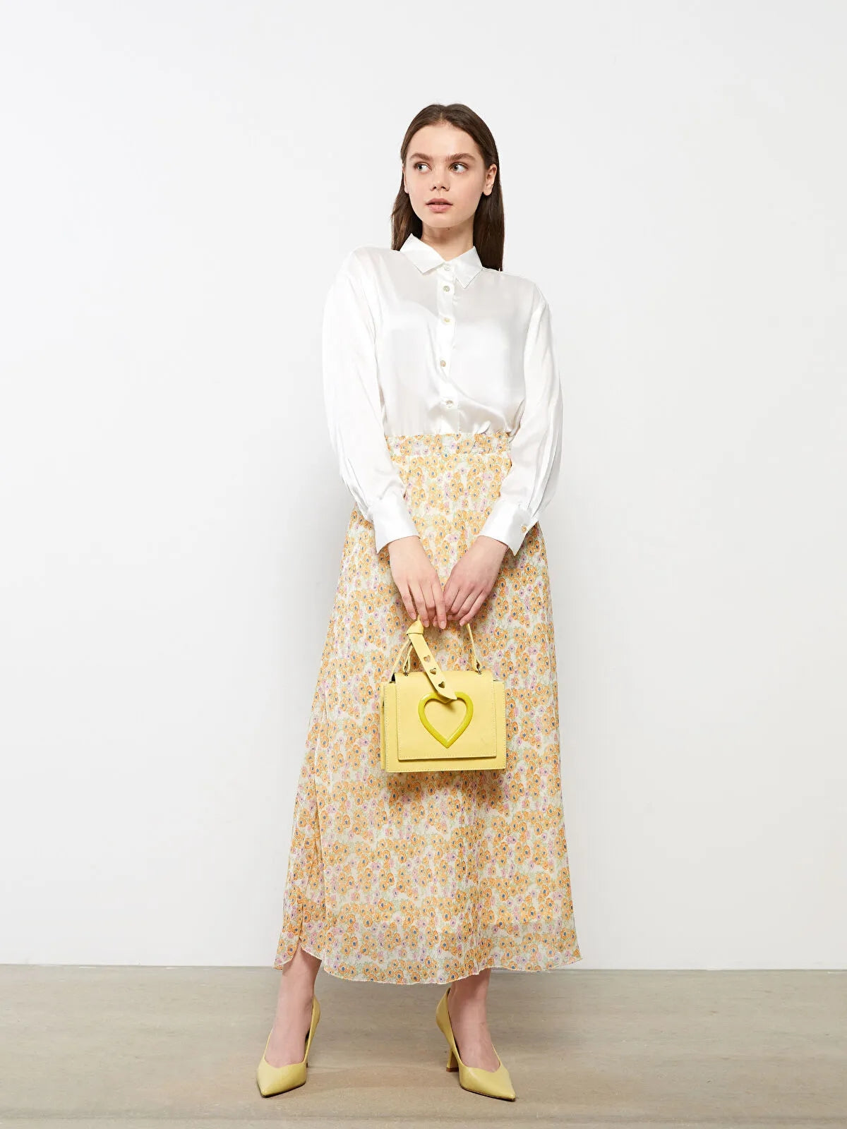 Modest Elastic Waist Floral A-Line Chiffon Women Skirt