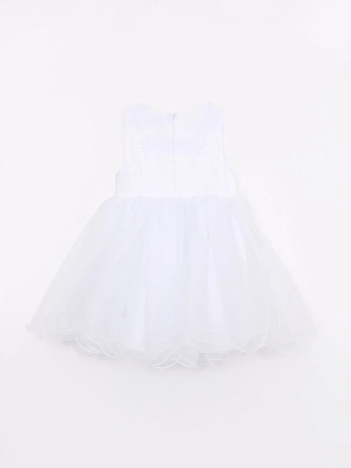 فستان زفاف بناتي اطفال بيسك برقبة دائرية