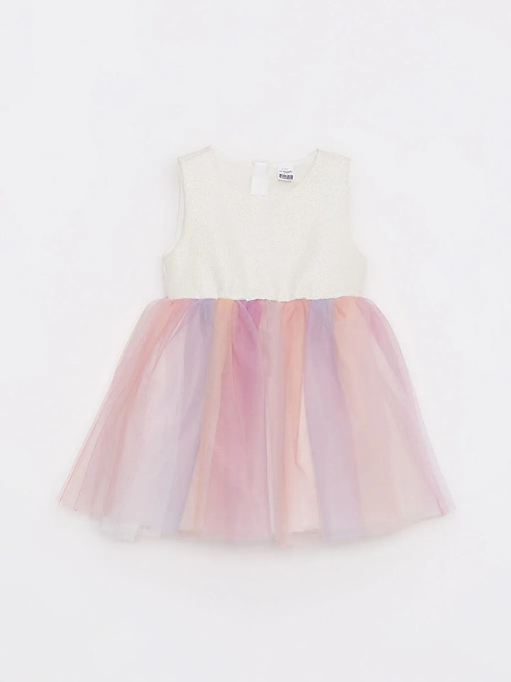 Crew Neck Tulle Skirt Baby Girl Evening Dress