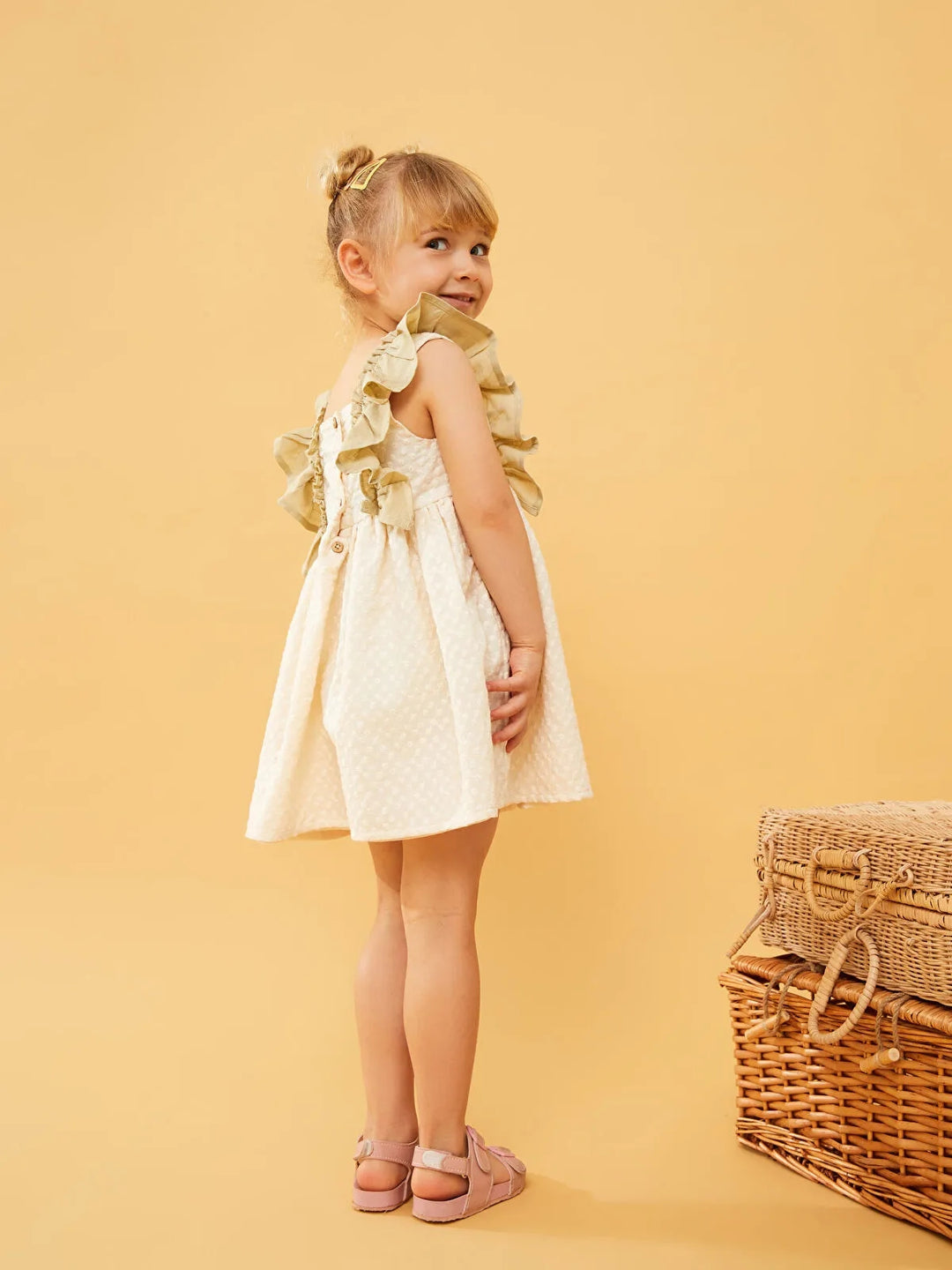 Square Collar Suspended Baby Girl Dress