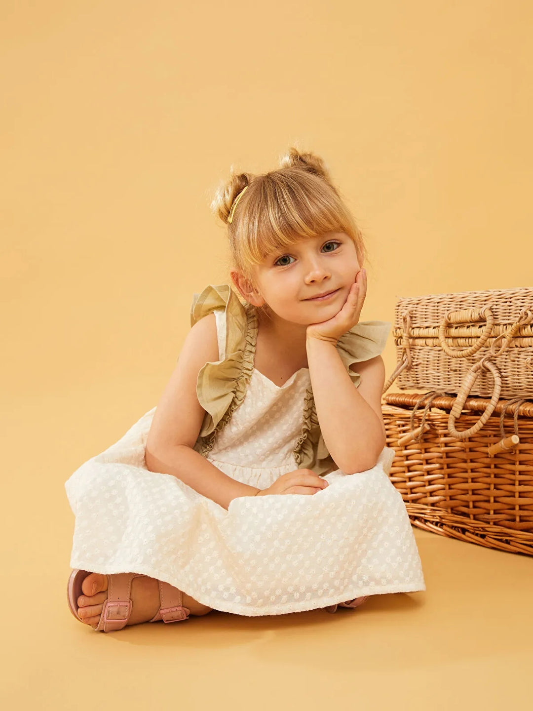 Square Collar Suspended Baby Girl Dress