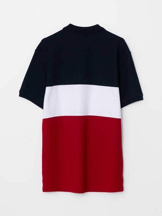 Southblue Polo Collar Short Sleeve Color Block Men T-Shirt