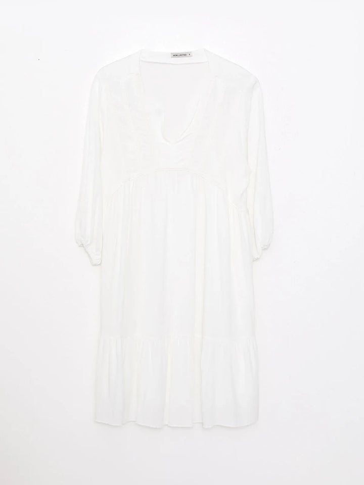 Lcw Limited Crew Neck Embroidered Viscose Women Dress