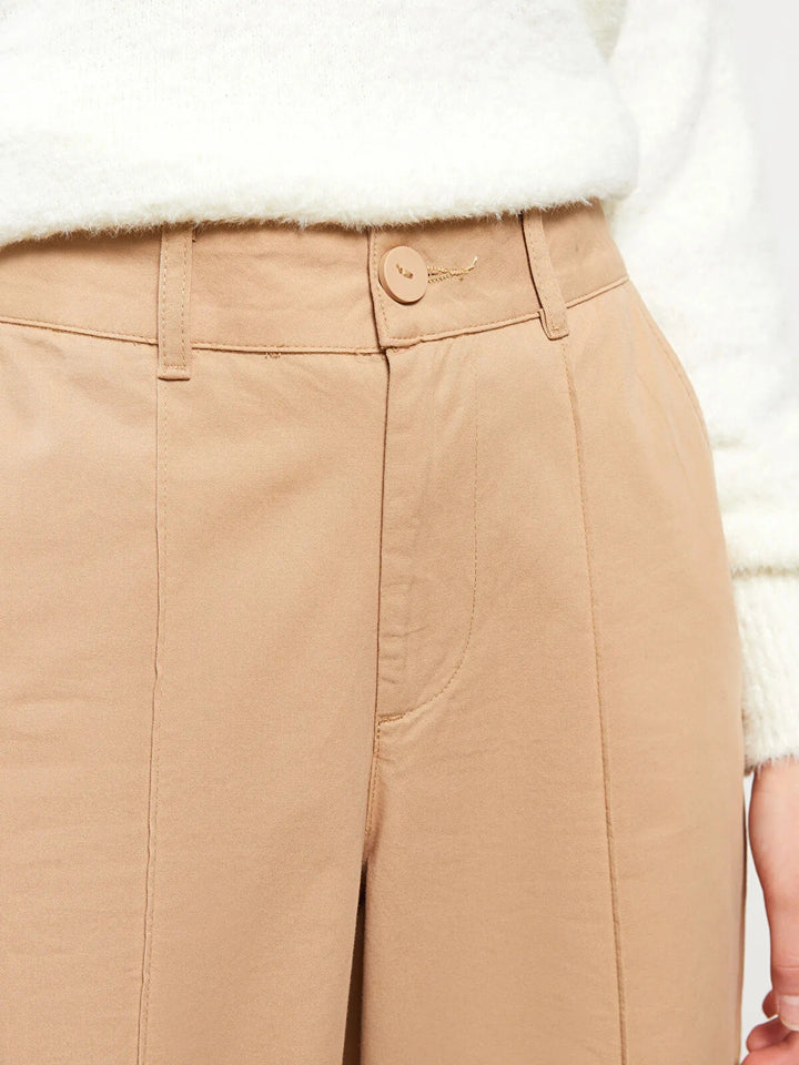 Standard Fit Straight Pocket Detailed Gabardine Women Trousers