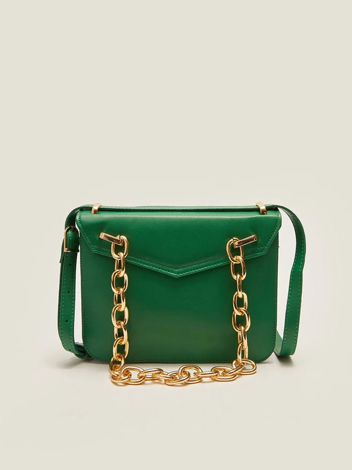 Women Shoulder Bag With Chain Strap Clamshell