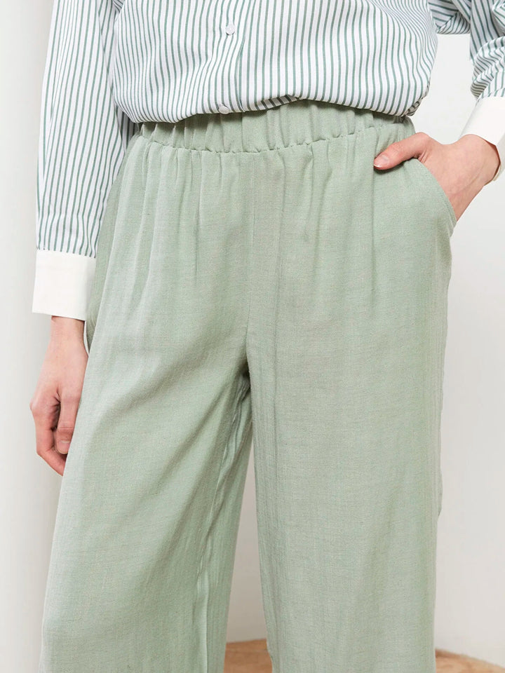 Modest Elastic Waist Comfortable Fit Straight Women Trousers