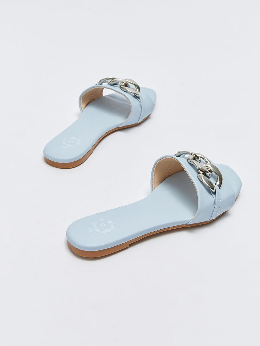 Chain Detailed Single Band Women Slippers