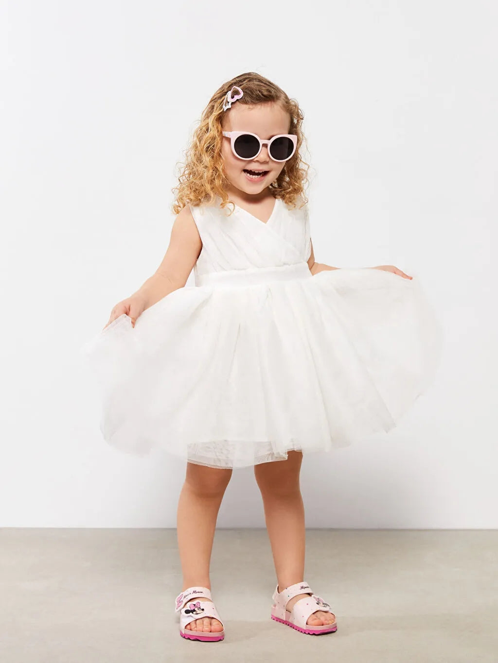 V Neck Basic Baby Girl Dress