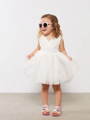 V Neck Basic Baby Girl Dress