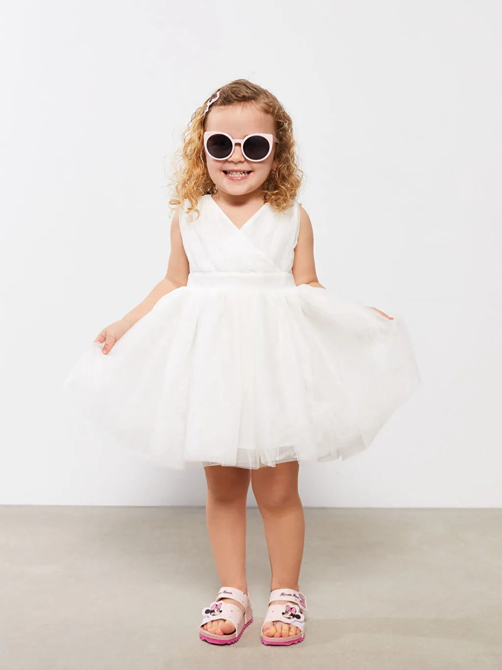 V Neck Basic Baby Girl Dress