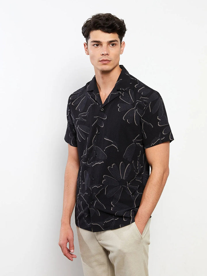Lcw Vision Comfortable Fit Resort Collar Long Sleeve Patterned Men Shirt