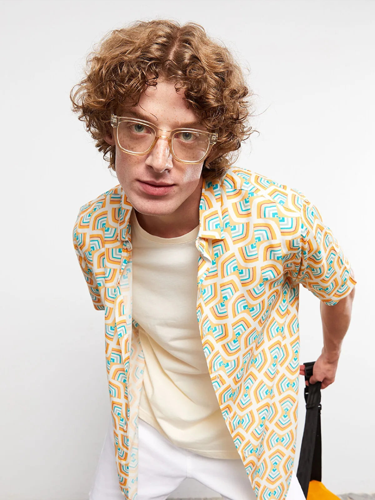 Regular Fit Short Sleeve Patterned Viscose Men Shirt