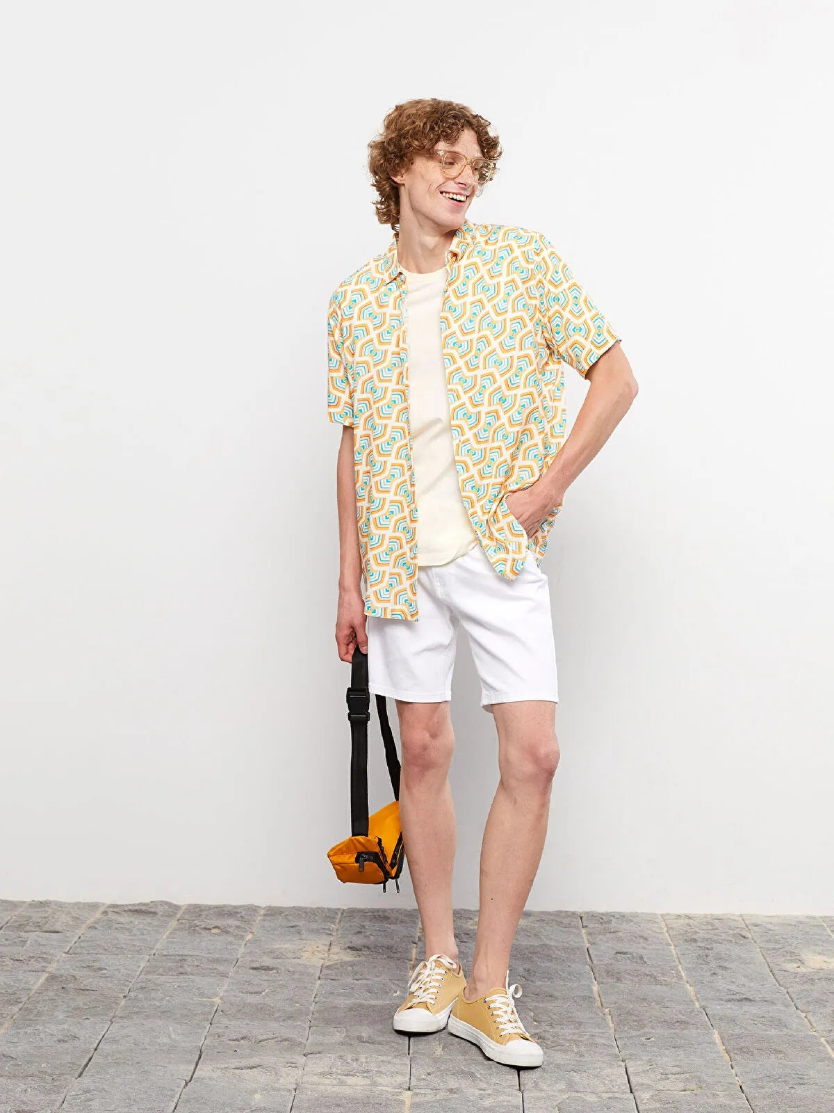 Regular Fit Short Sleeve Patterned Viscose Men Shirt