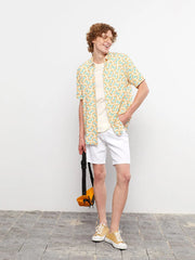 Regular Fit Short Sleeve Patterned Viscose Men Shirt