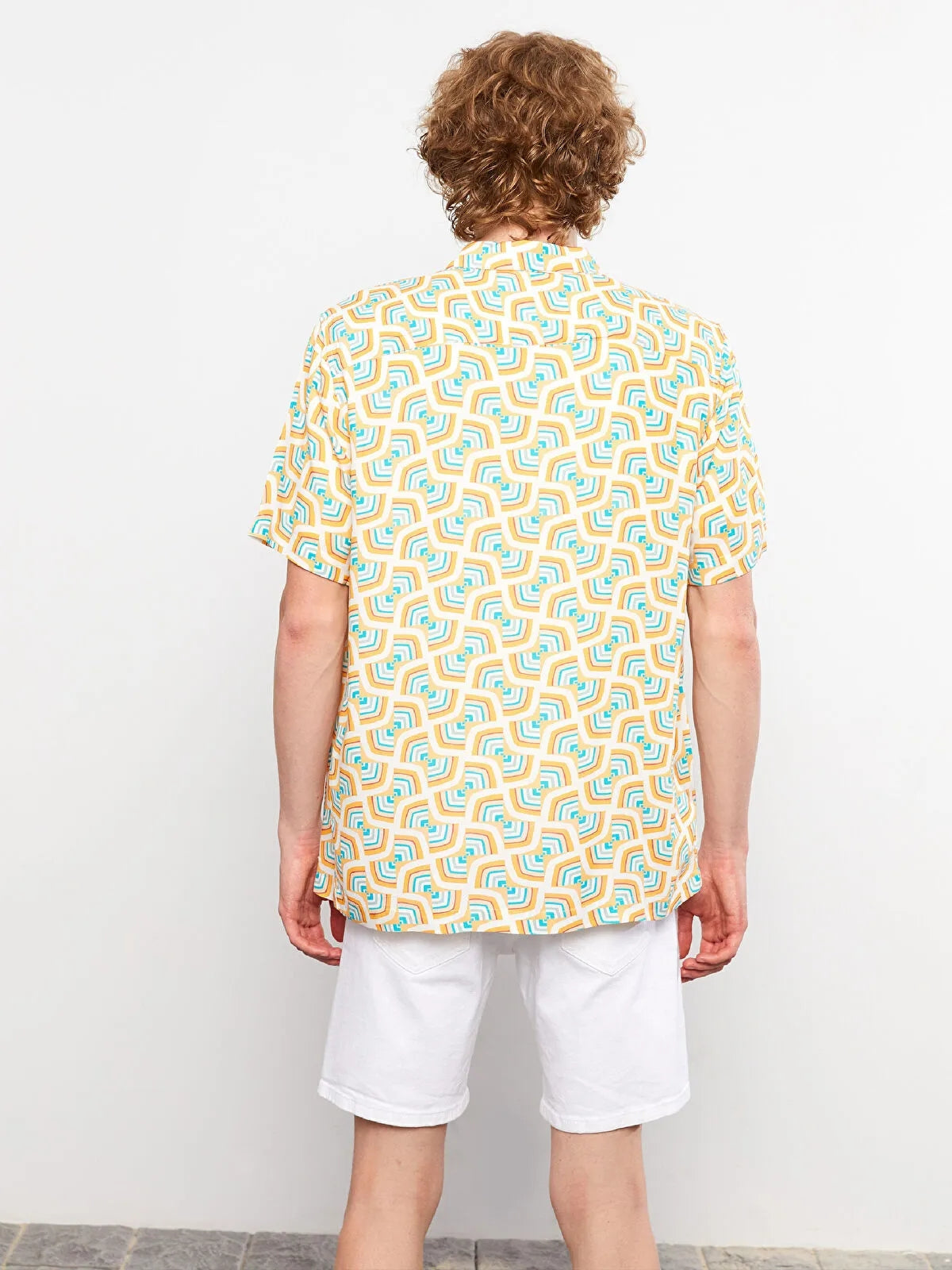 Regular Fit Short Sleeve Patterned Viscose Men Shirt