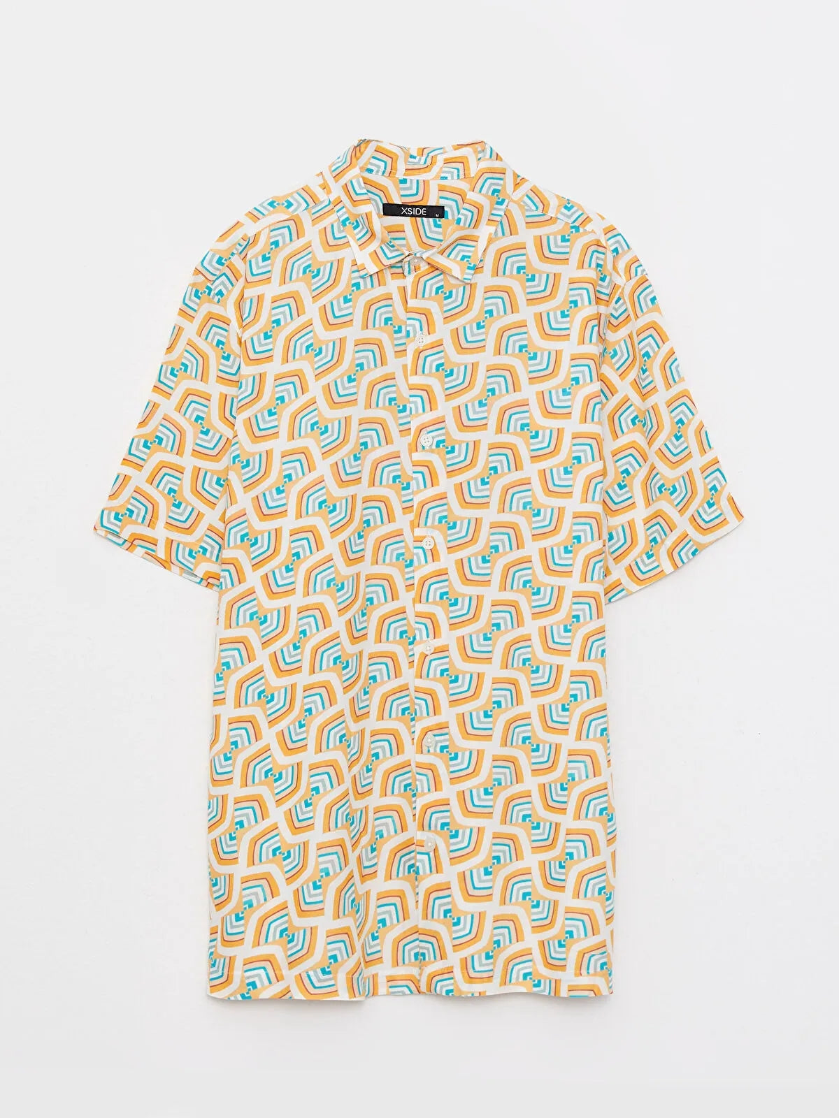 Regular Fit Short Sleeve Patterned Viscose Men Shirt