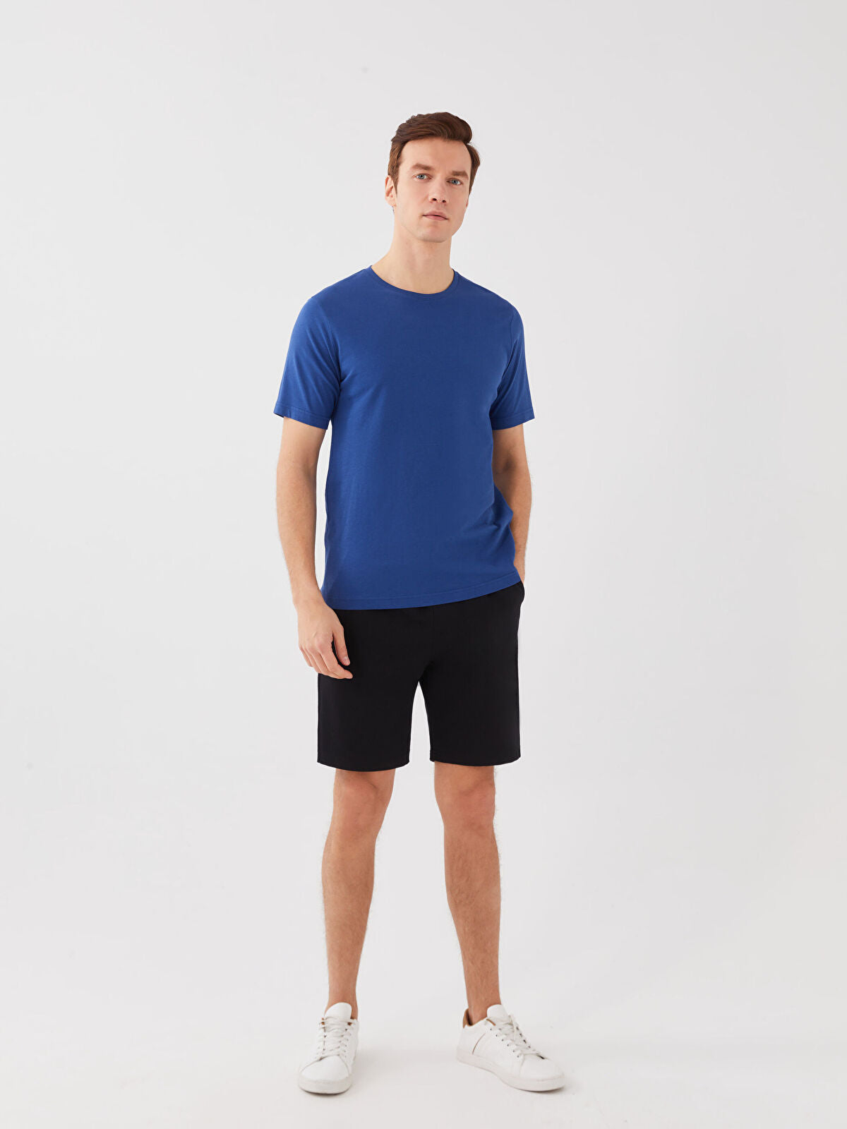Basic Slim Fit Knitted Men Shorts