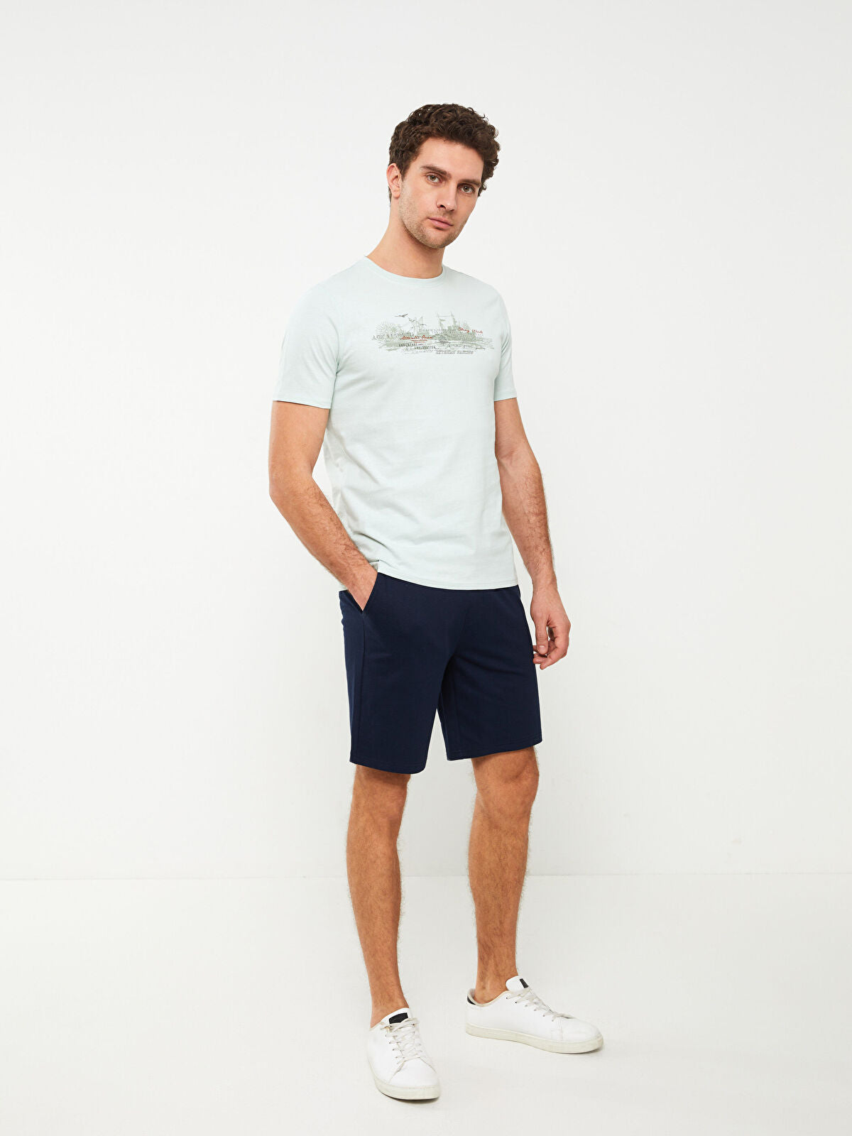Basic Slim Fit Knitted Men Shorts