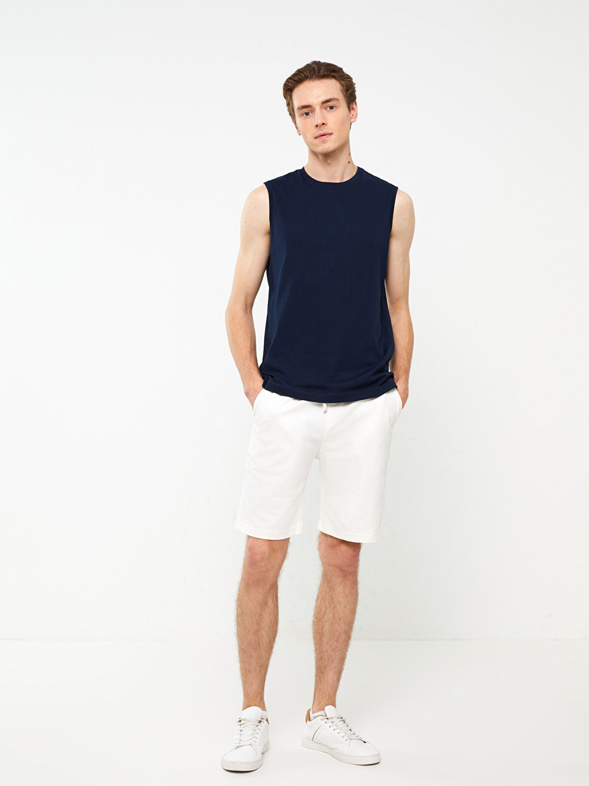 Basic Slim Fit Knitted Men Shorts